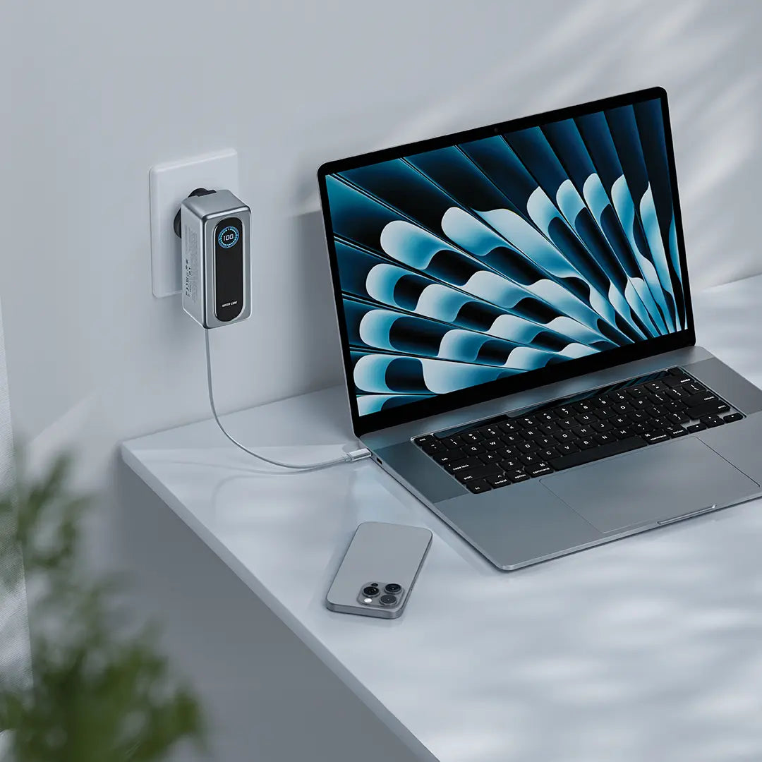 Green Lion Evera power bank charger - fold-out mains plug and ports