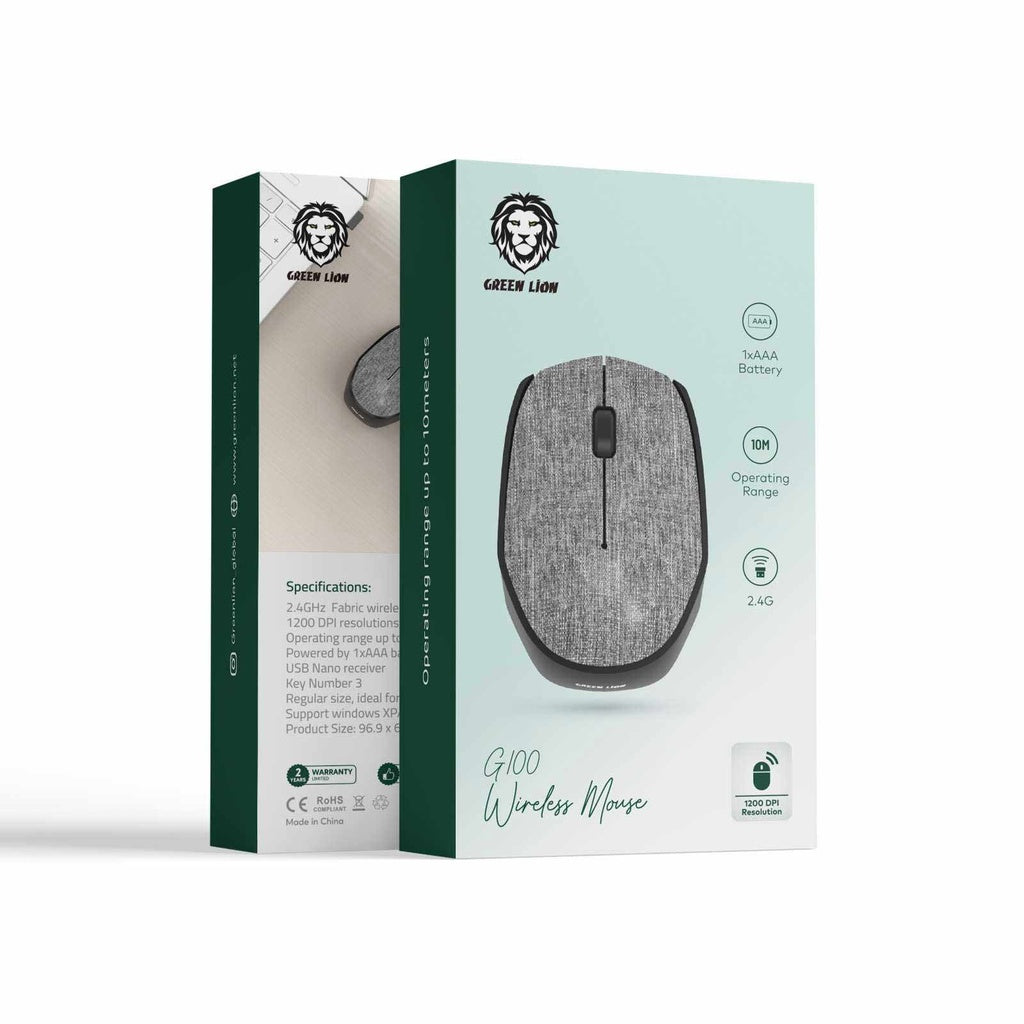 Green Lion G100 Wireless Mouse – Gray | Ergonomic & Portable