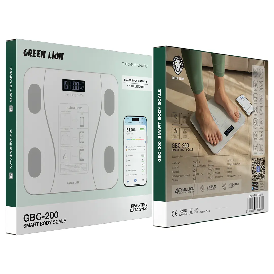 Smart Body Scale Green Lion GBC-200 – Bluetooth BMI & Body Fat Monitor