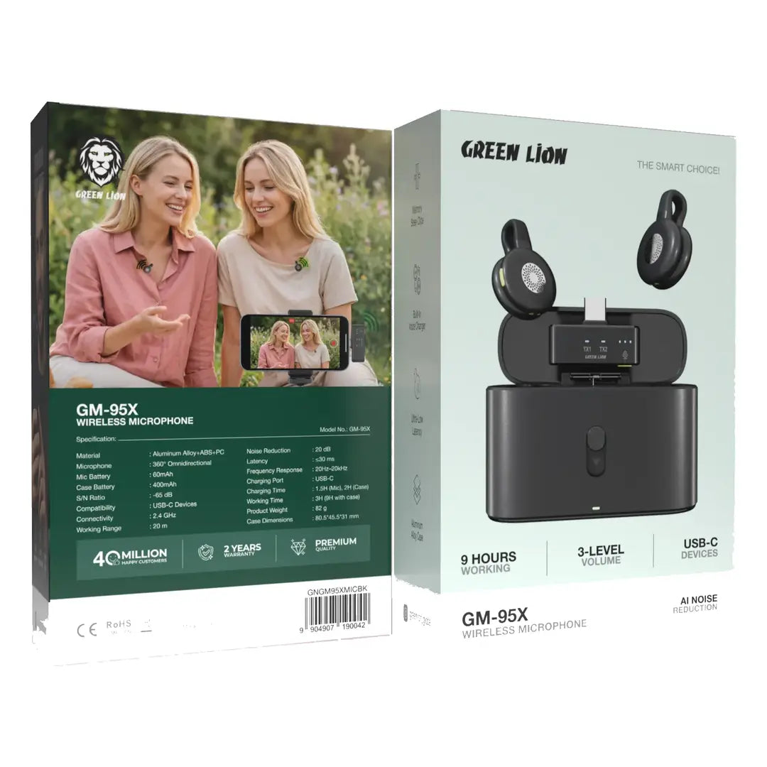 Green Lion GM-95X clip-on wireless mic and USB-C receiver