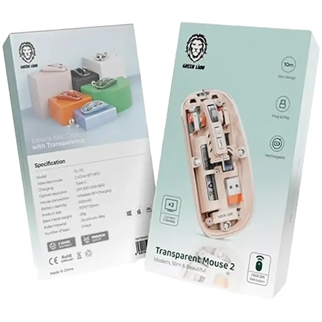 Green Lion Transparent Mouse 2 – 1600 DPI Wireless Precision