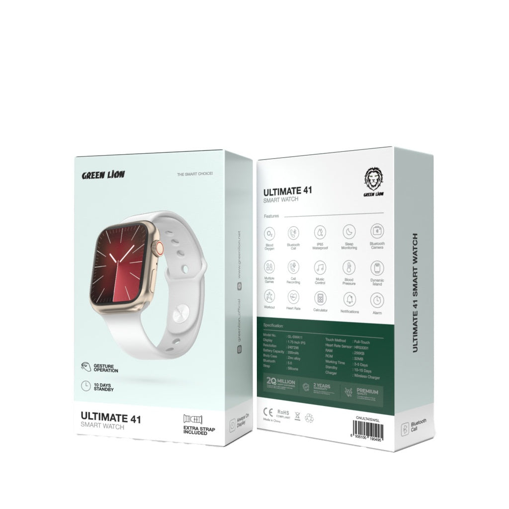 Green Lion Ultimate 41 Smart Watch | 2 Straps | Bluetooth Calls | IP65
