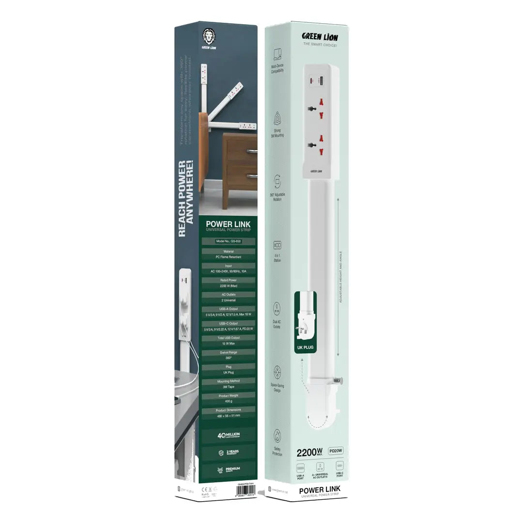Green Lion Power Link power strip USB-C and USB-A ports