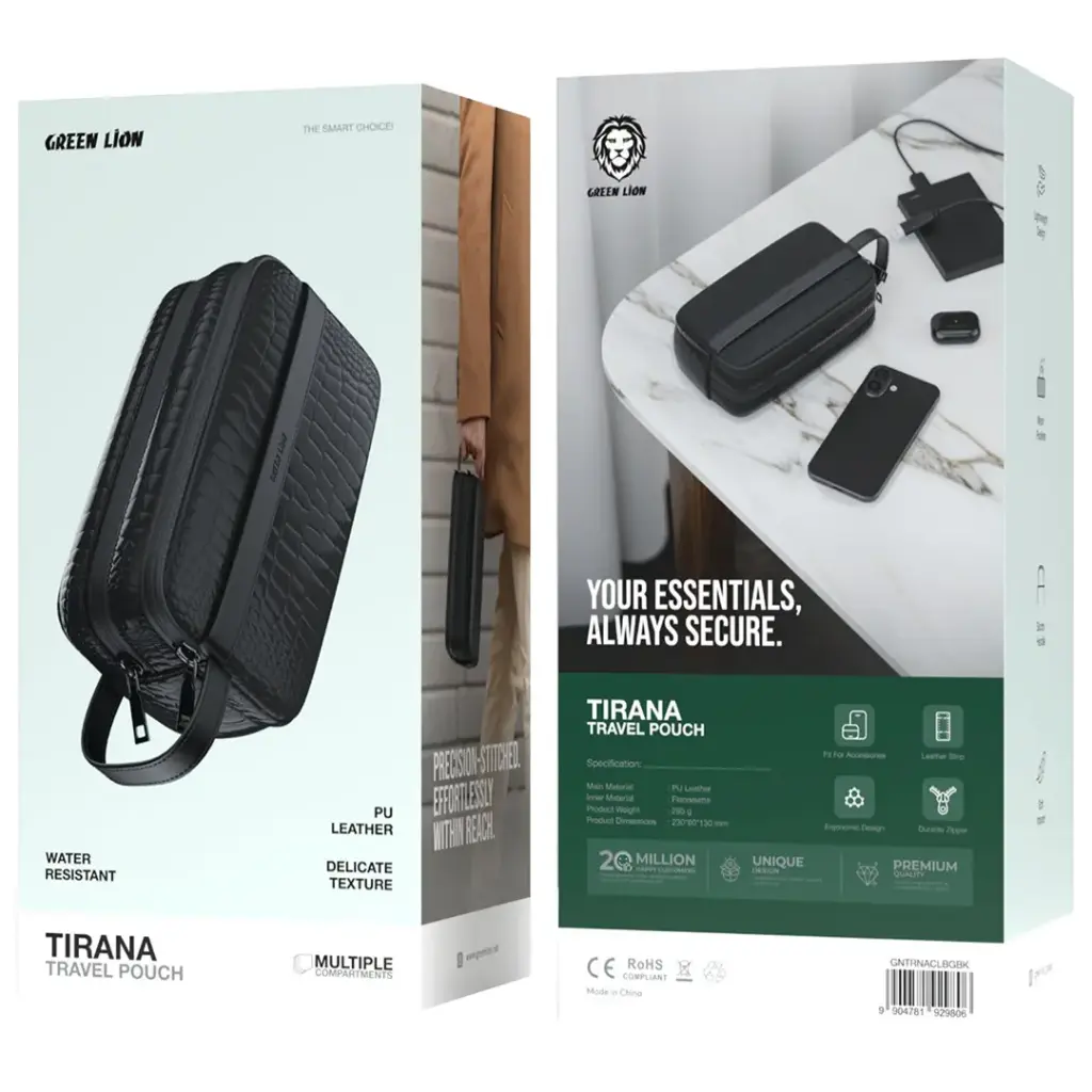 Green Lion Tirana Travel Pouch inside compartments