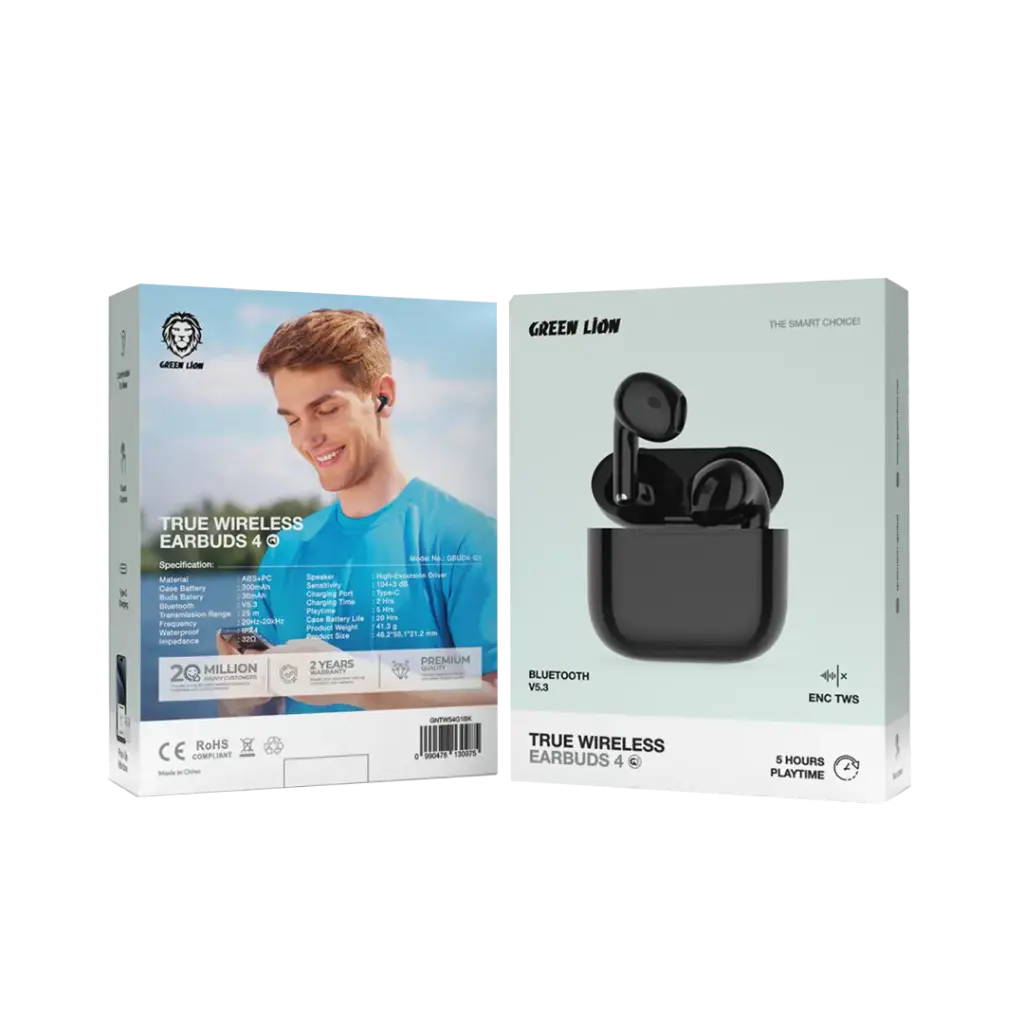 Green Lion True Wireless Earbuds 4 G1 – 20 Hour Battery, IPX4