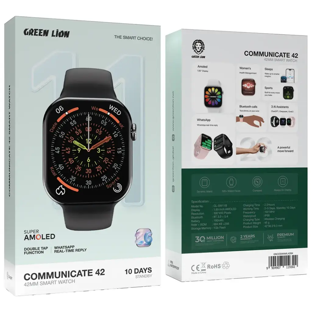 Green Lion Communicate 42 Smart Watch – WhatsApp | Amoled screen