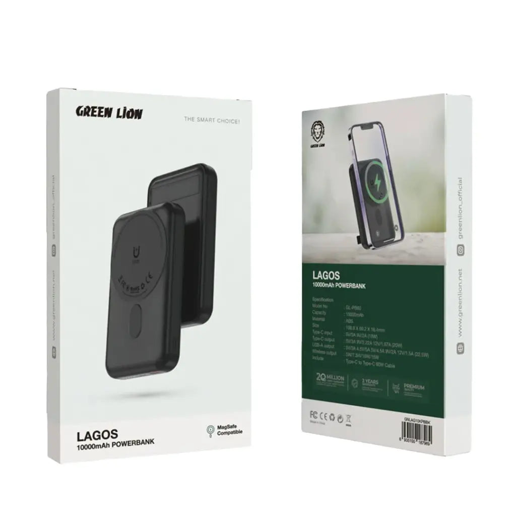 Green Lion Lagos 10000mAh magsafe power bank (built-in stand)