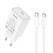 Portable HOCO C143A PD20W single-port charger with EU plug for smartphones and tablets.
