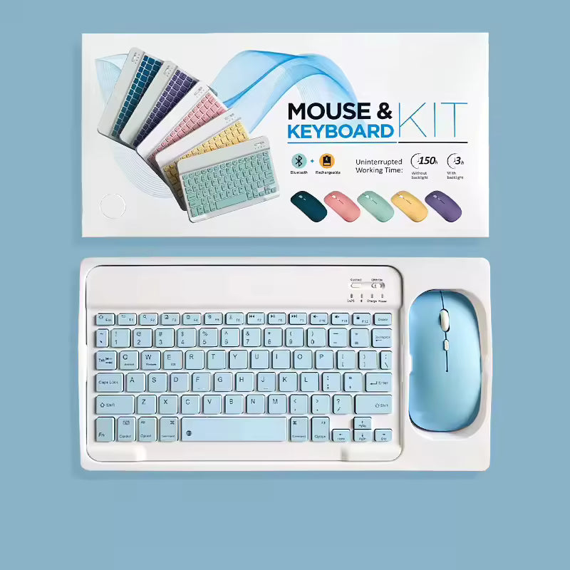 Bluetooth keyboard and mouse combo baby blue