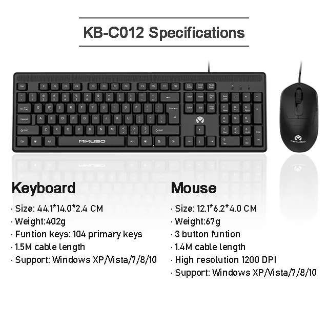 Mikuso KB-C012 Wired Keyboard & Mouse Combo – Ergonomic, Durable & Plug-and-Play