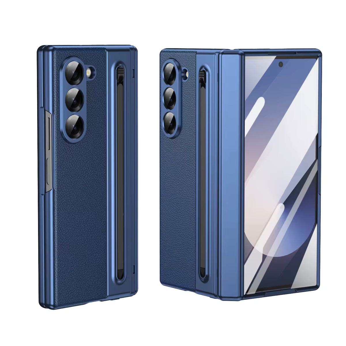 PU leather Galaxy Z Fold 8 case with electroplated metallic frame – rear panel