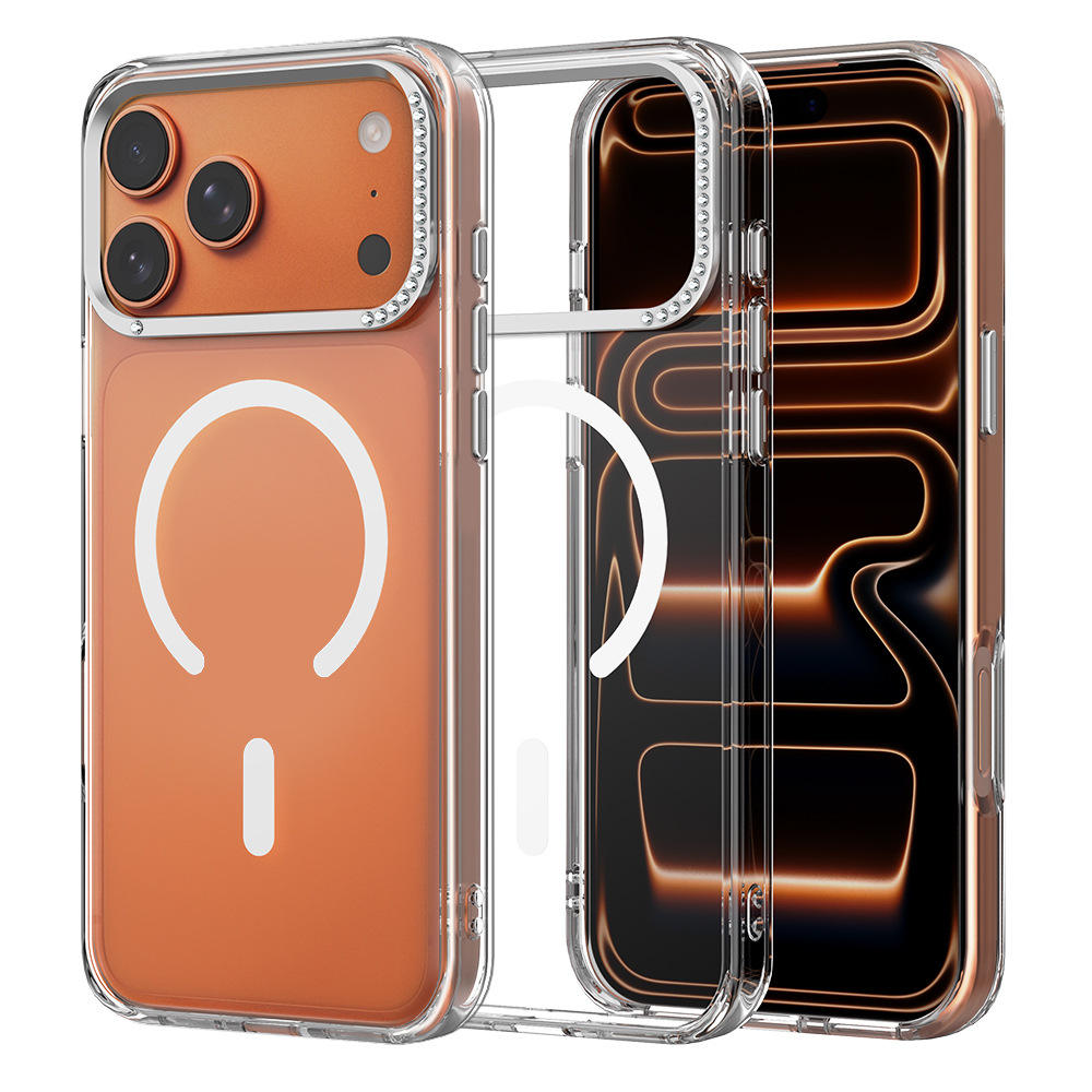Clear MagSafe Case with Diamond Camera Frame – iPhone 13 to 17 Series