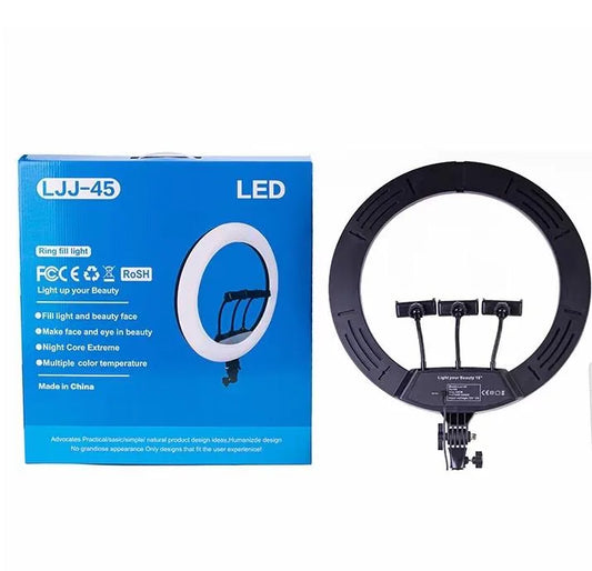 45cm Ring Light with Tripod & Phone Holder – Dimmable & Color Adjustable