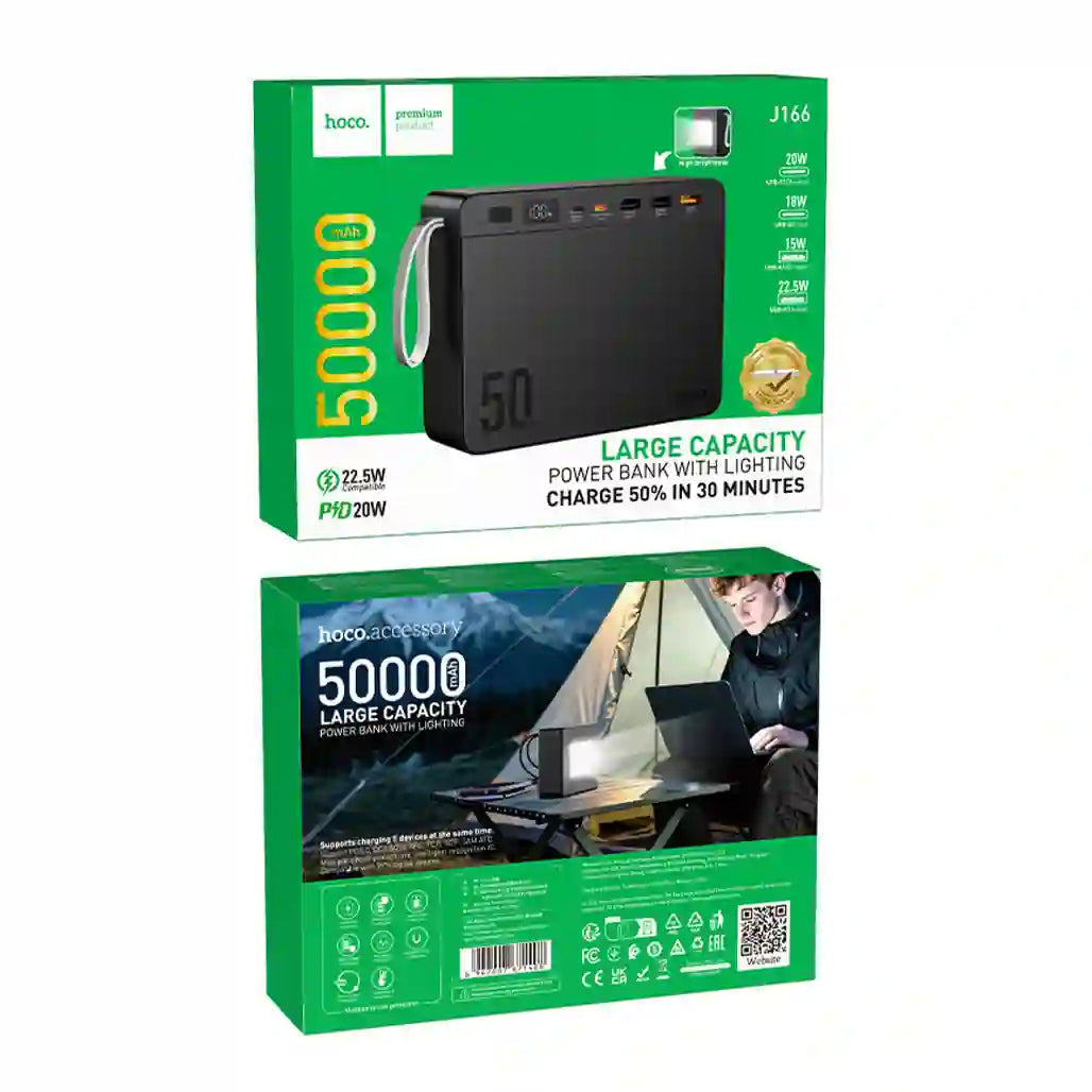 HOCO J166 50000mAh Power Bank – LED Light Panel