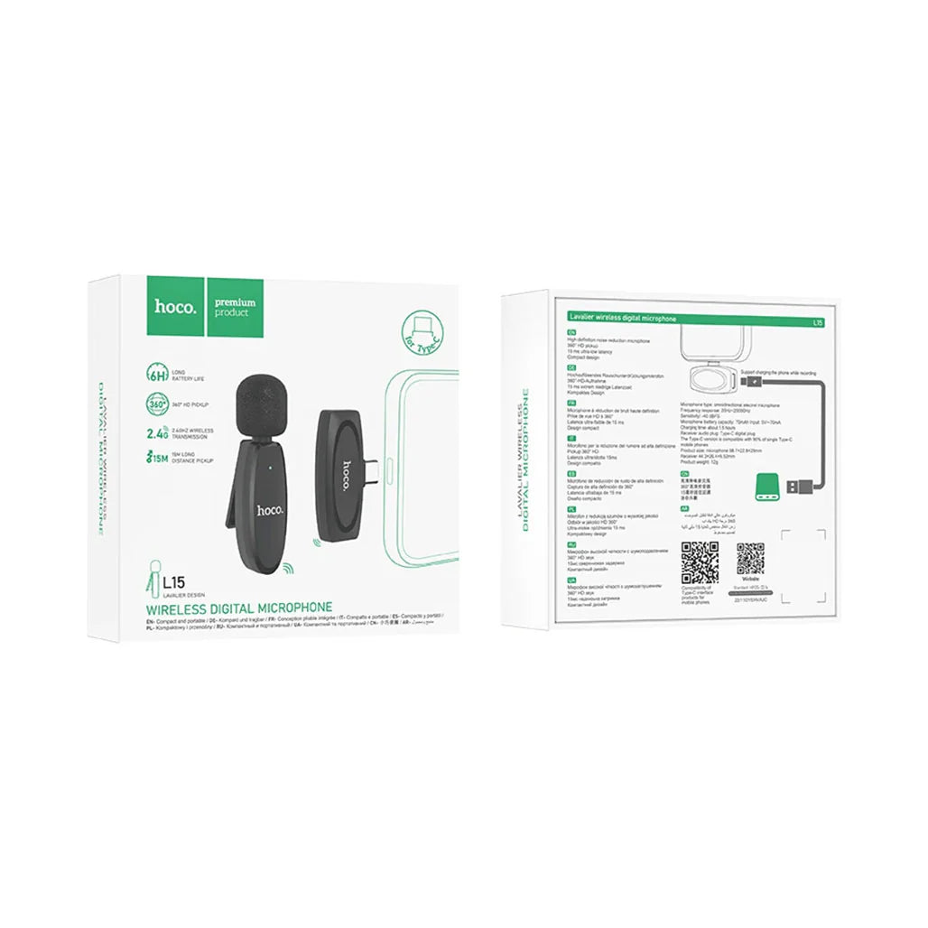 Hoco L15 Wireless Lavalier Microphone Type-c