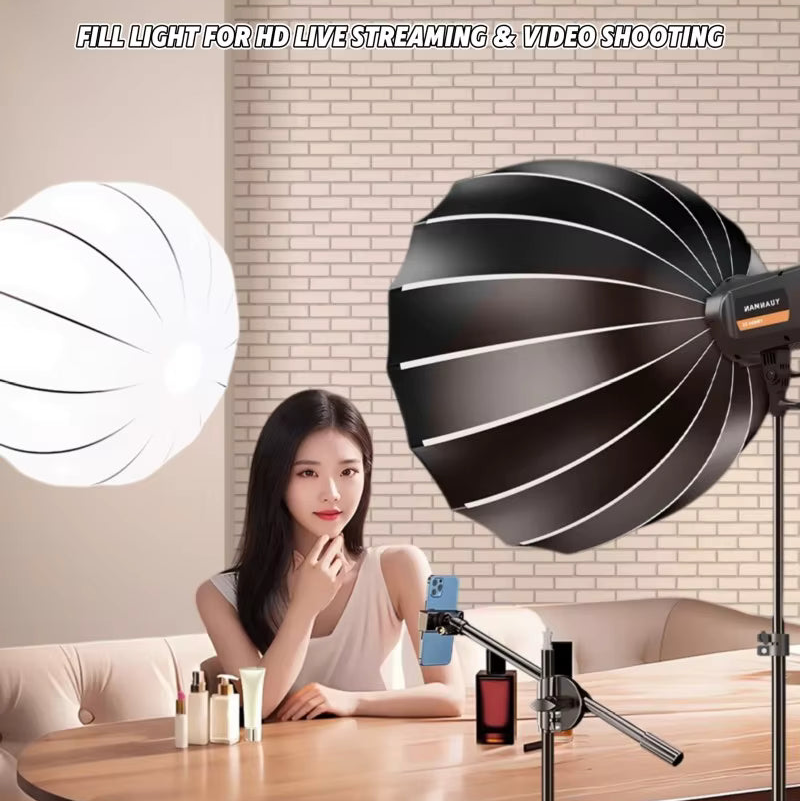 YM-600SS Cinema-Grade LED Video Light – Grid Softbox with Boom Arm