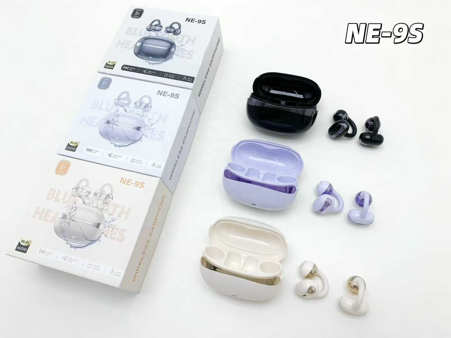 NE-9S HiFi Ear Clip Bluetooth Earphones with Case 