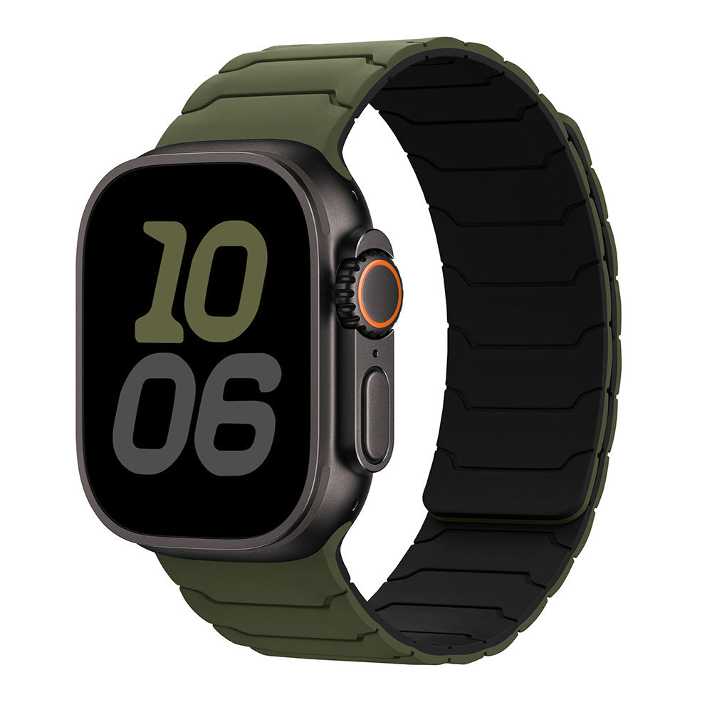 Magnetic silicone Apple Watch band – Green