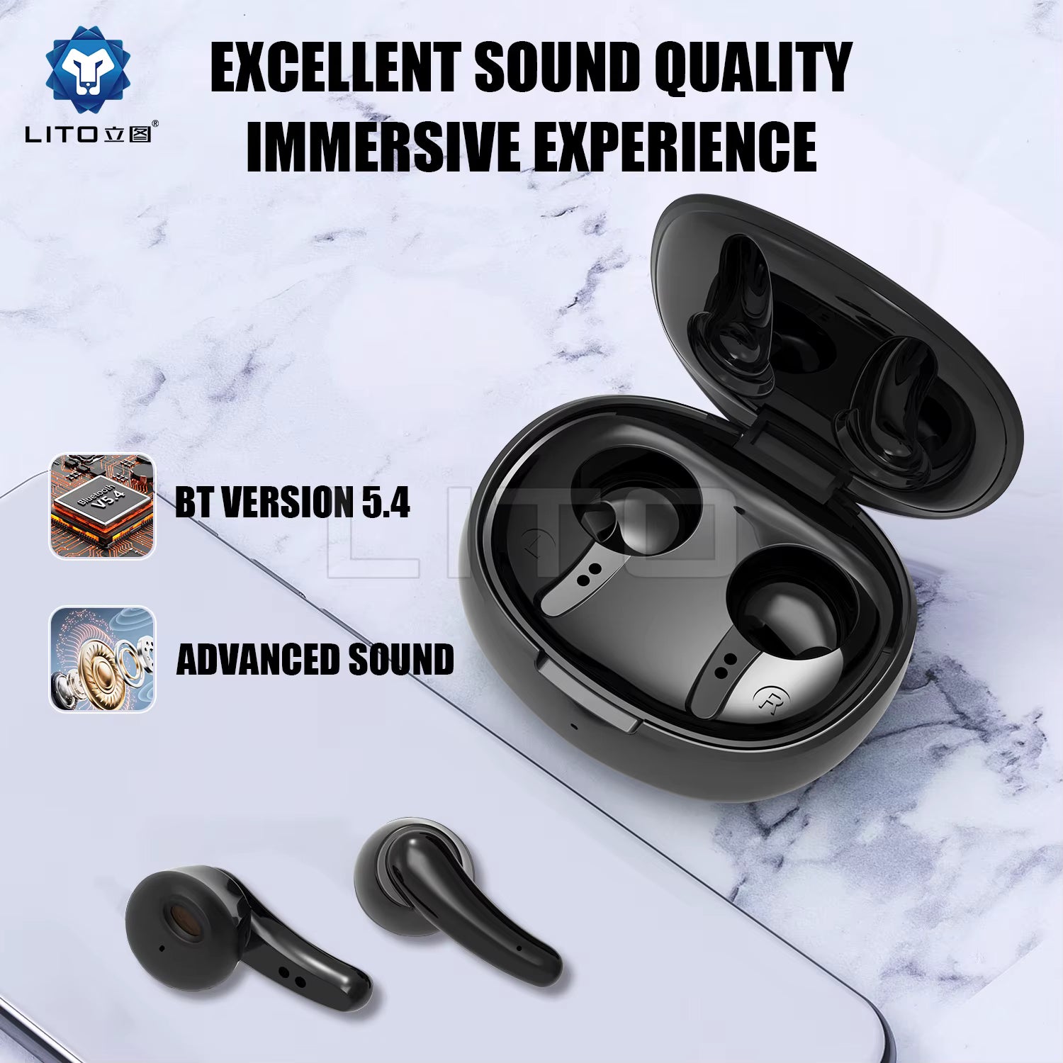 LITO LT-T12 TWS wireless earbuds with charging case
