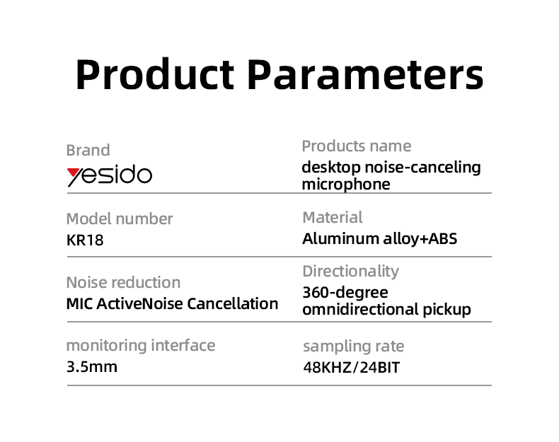 Yesido KR18 desktop mic - 60 degree tilt adjustment
