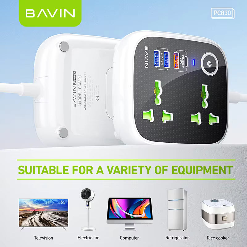 BAVIN PC830 Power Socket with USB PD & QC3.0 Fast Charging