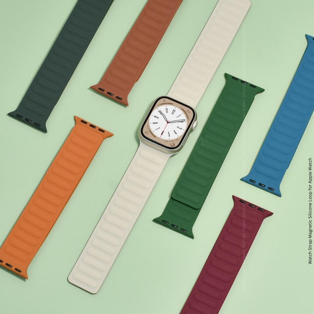 Silicone magnetic link band on Apple Watch wrist