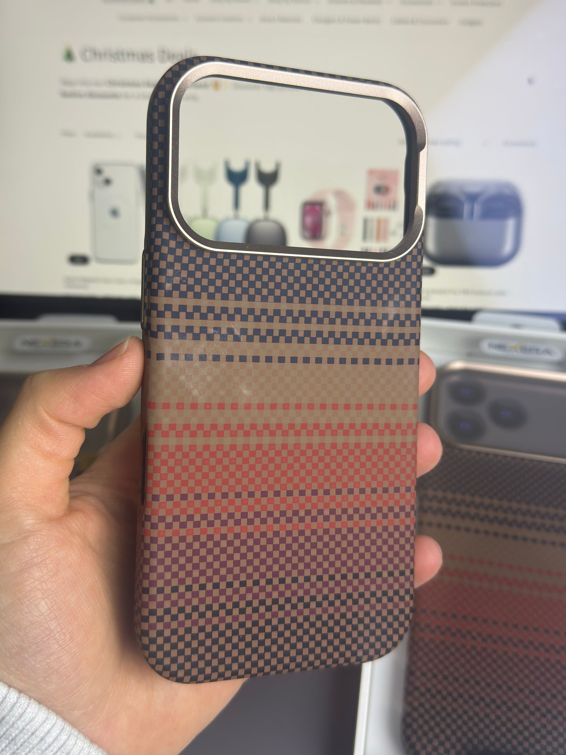 Brown gradient carbon fiber case iPhone 17 side profile