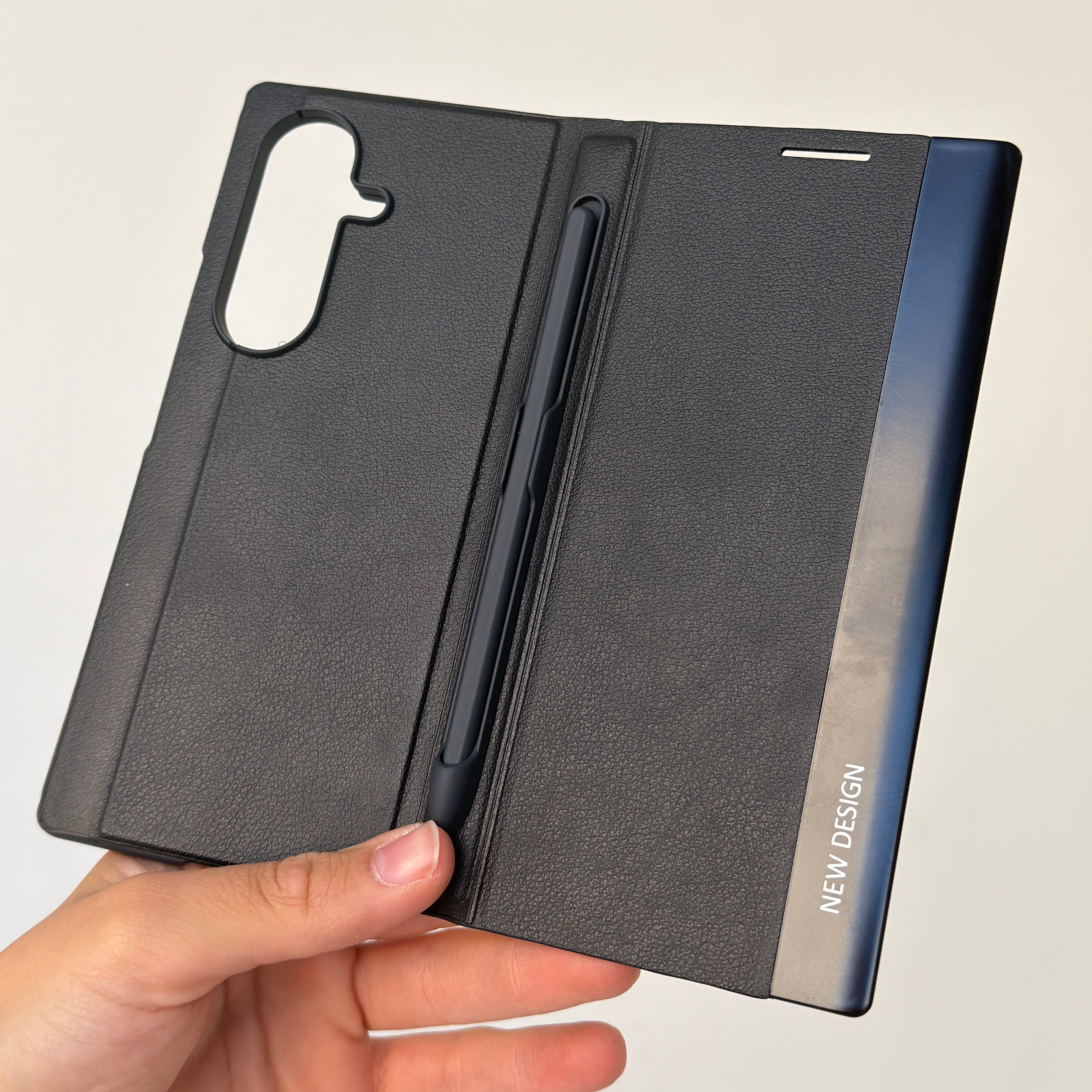 Leather Flip Case Samsung Galaxy Z Fold 7 Black – S Pen Holder Slot