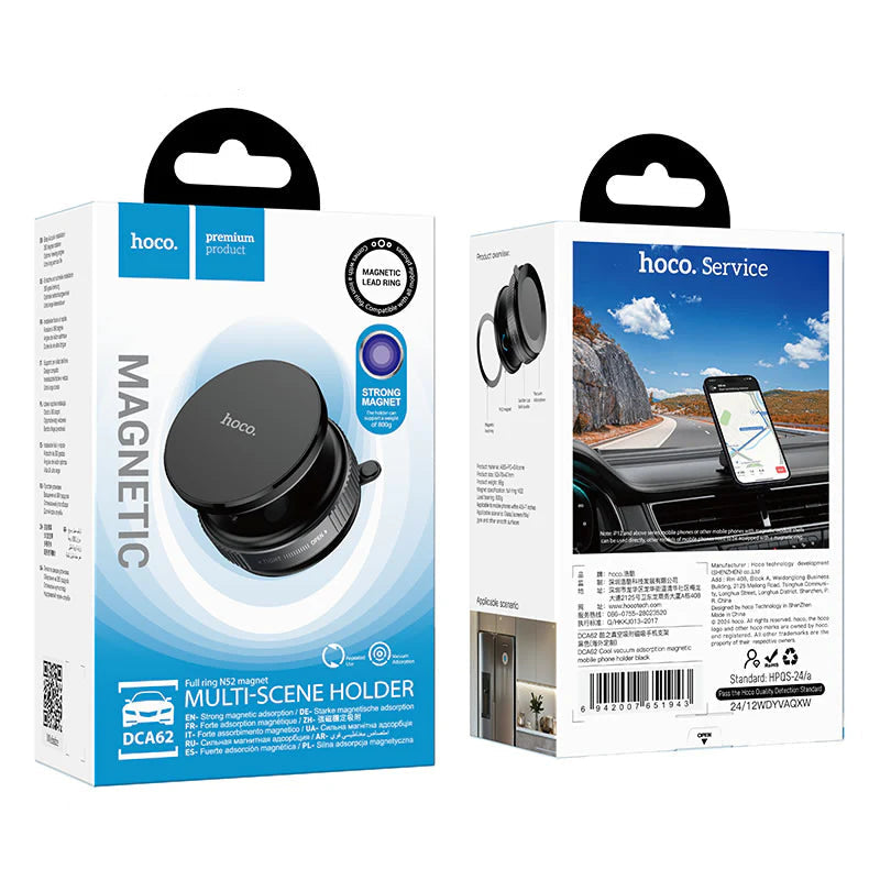 Hoco DCA62 Magnetic Suction Car Phone Holder – Dashboard & Windshield Mount