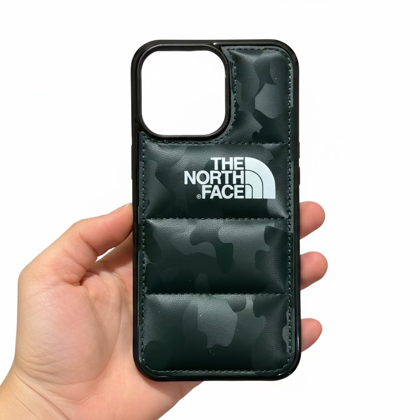North Face puffer case lifestyle fashion-forward look