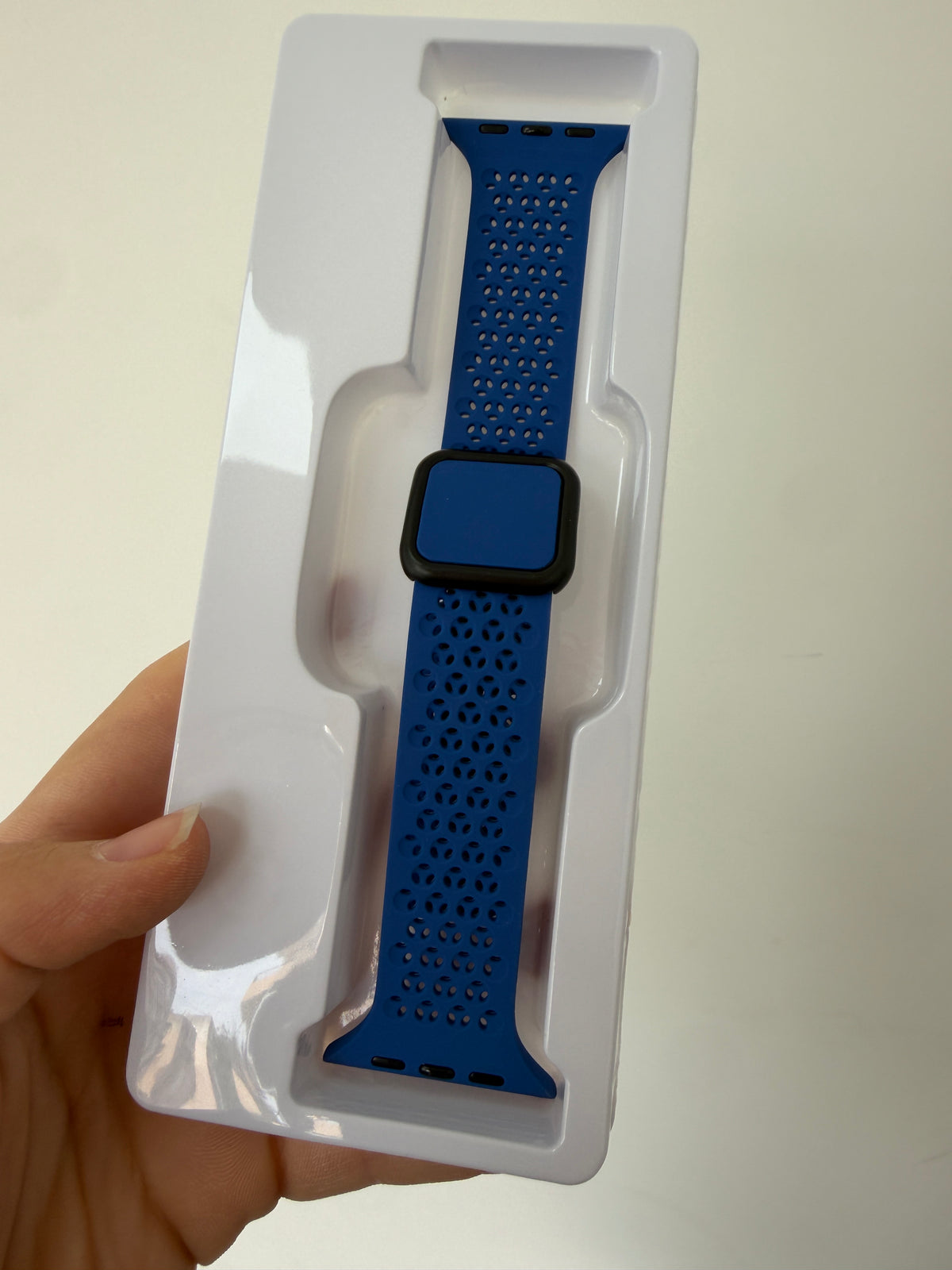 Silicone Magnetic Apple Watch Band Blue – Breathable Perforated Silicone