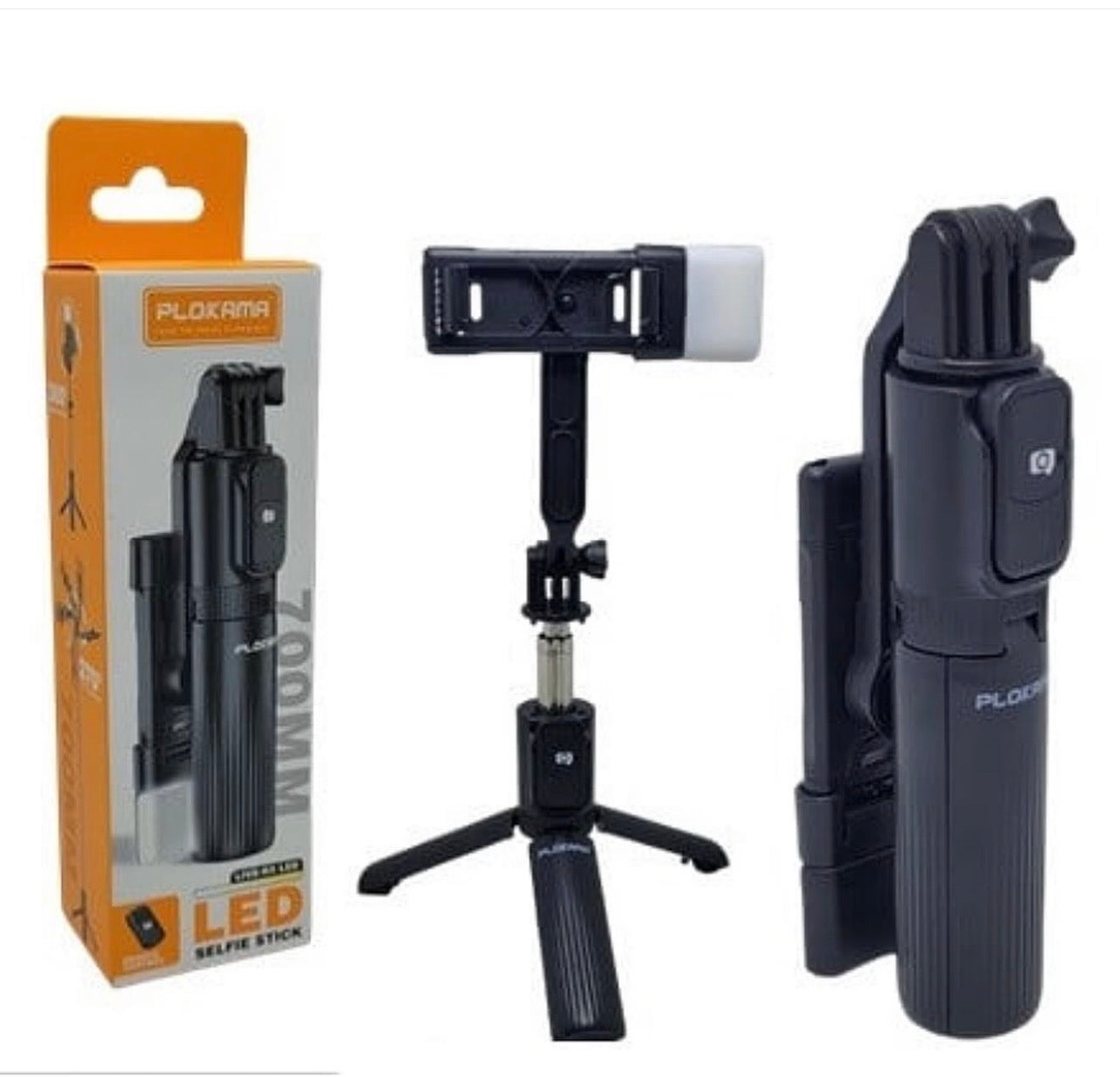 Plokama K5 LED mini selfie stick with built-in fill light
