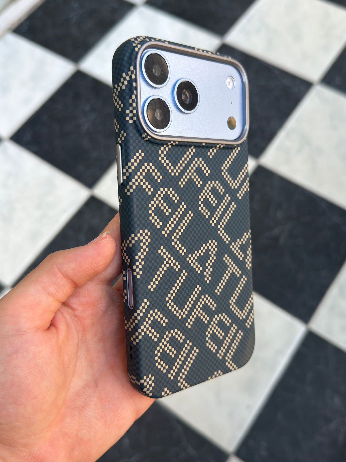 Carbon weave iPhone case - textured woven pattern detail