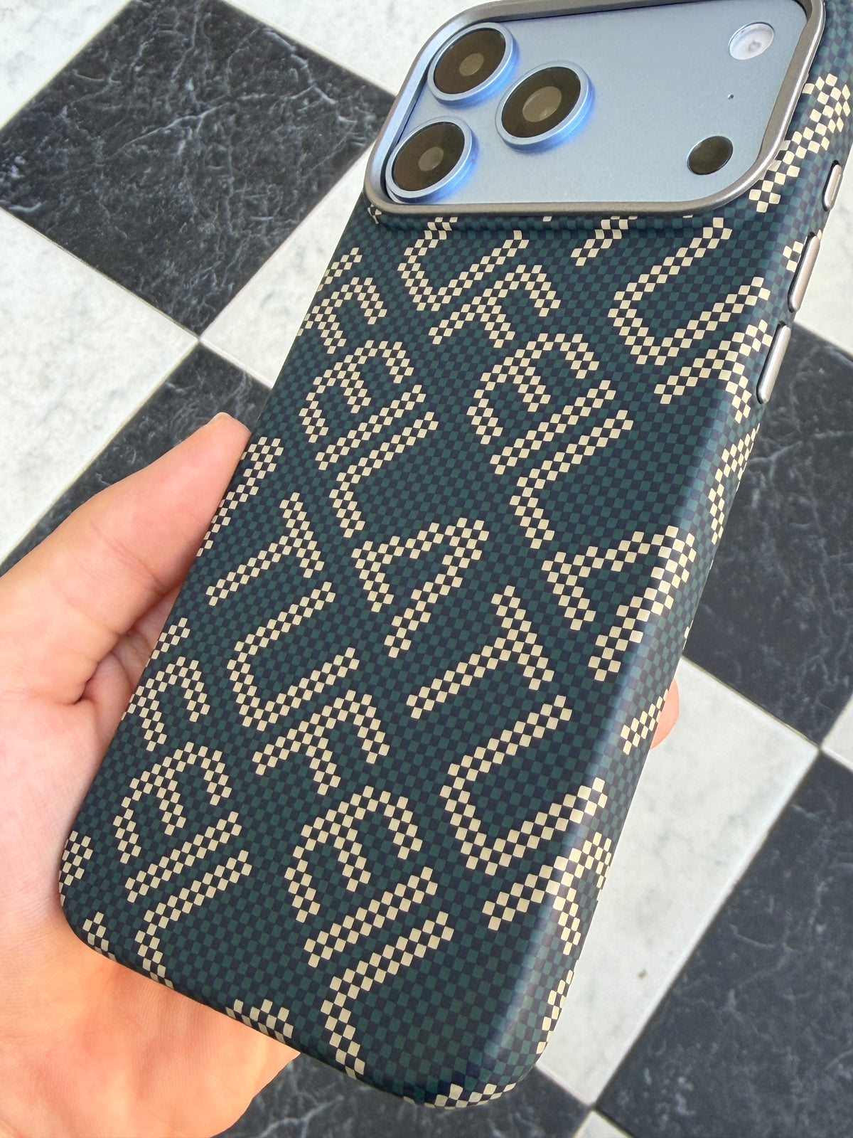Carbon weave iPhone 17/18 Pro case - raised camera surround