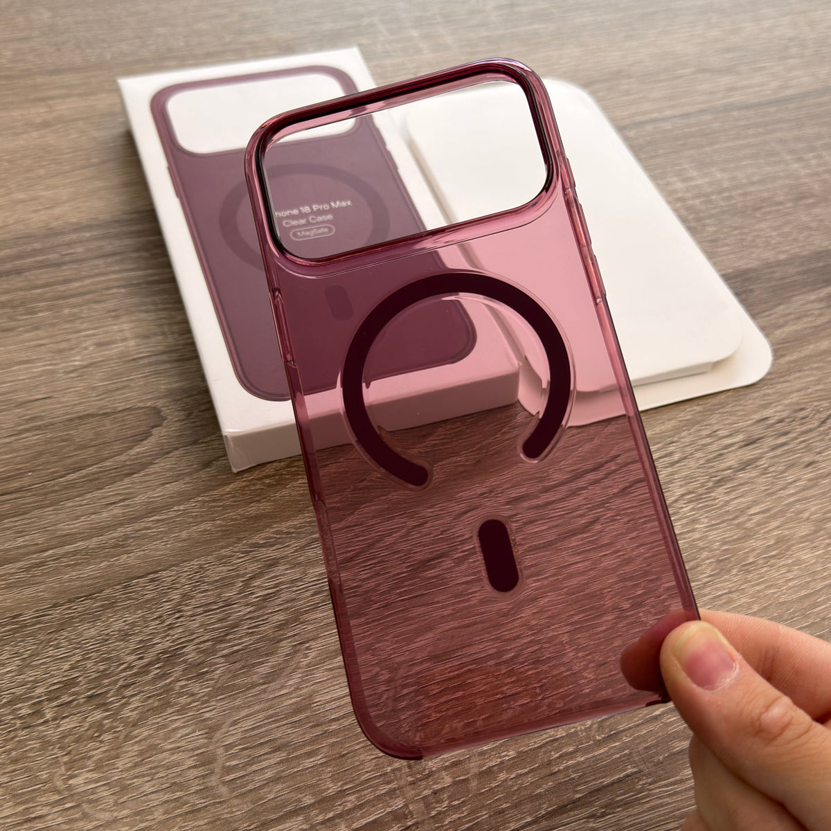 Coloured MagSafe clear case - burgundy frame with clear back
