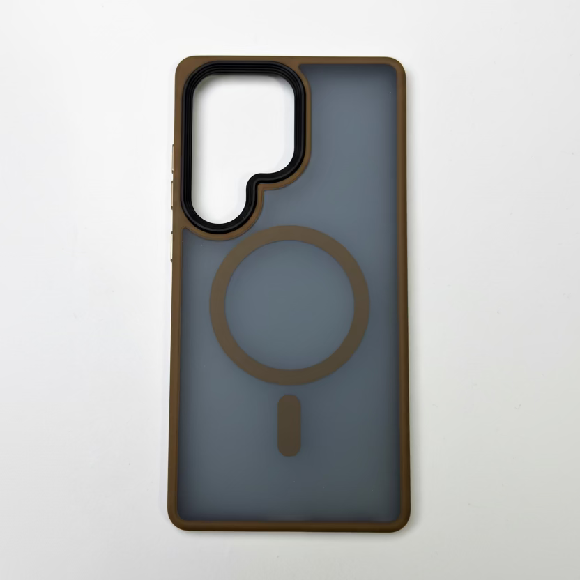 Brown MagSafe Matte Case for Samsung Galaxy S25 Ultra – Magnetic Cover