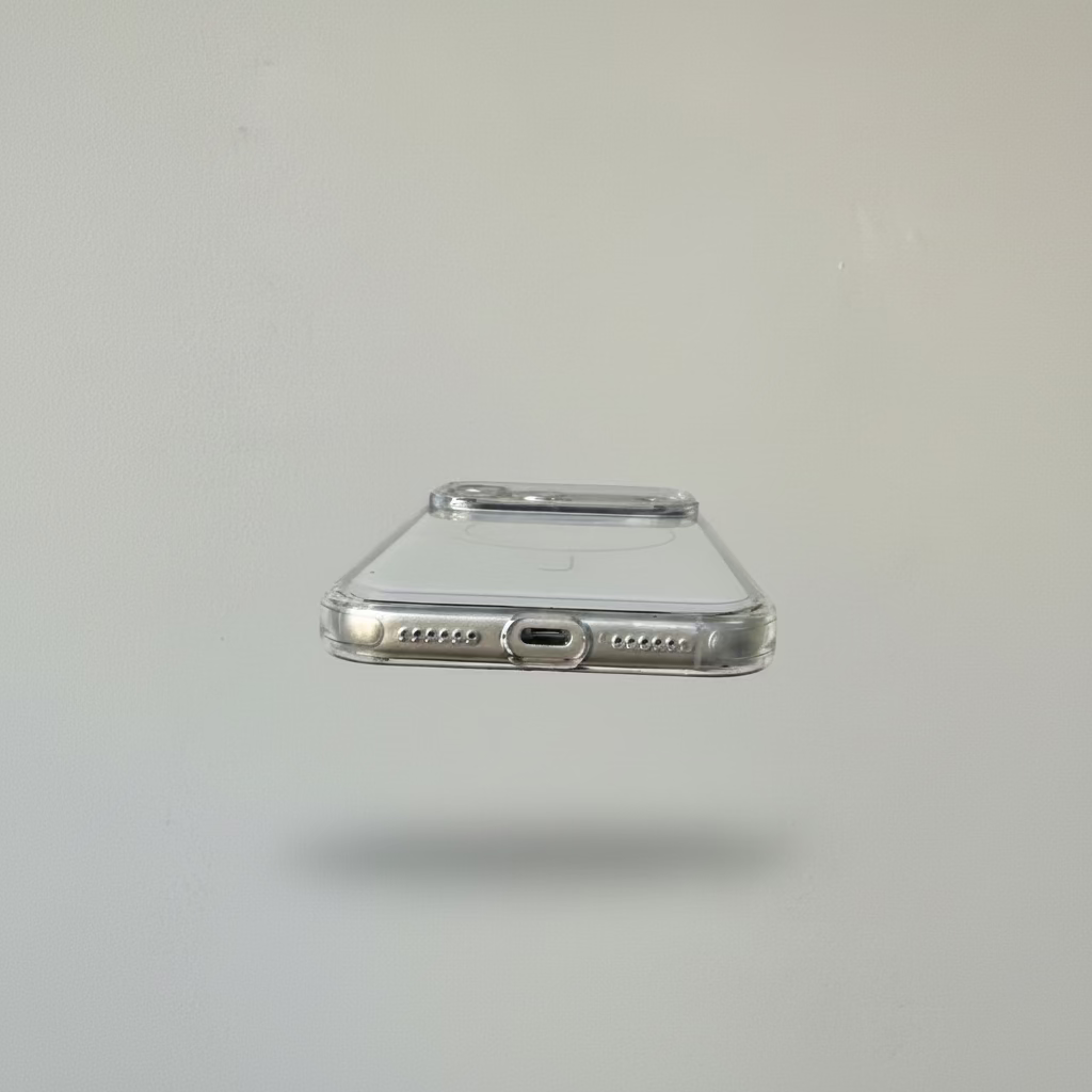 White MagSafe Case iPhone 17 Pro – Open USB-C Port and Speaker Cutout