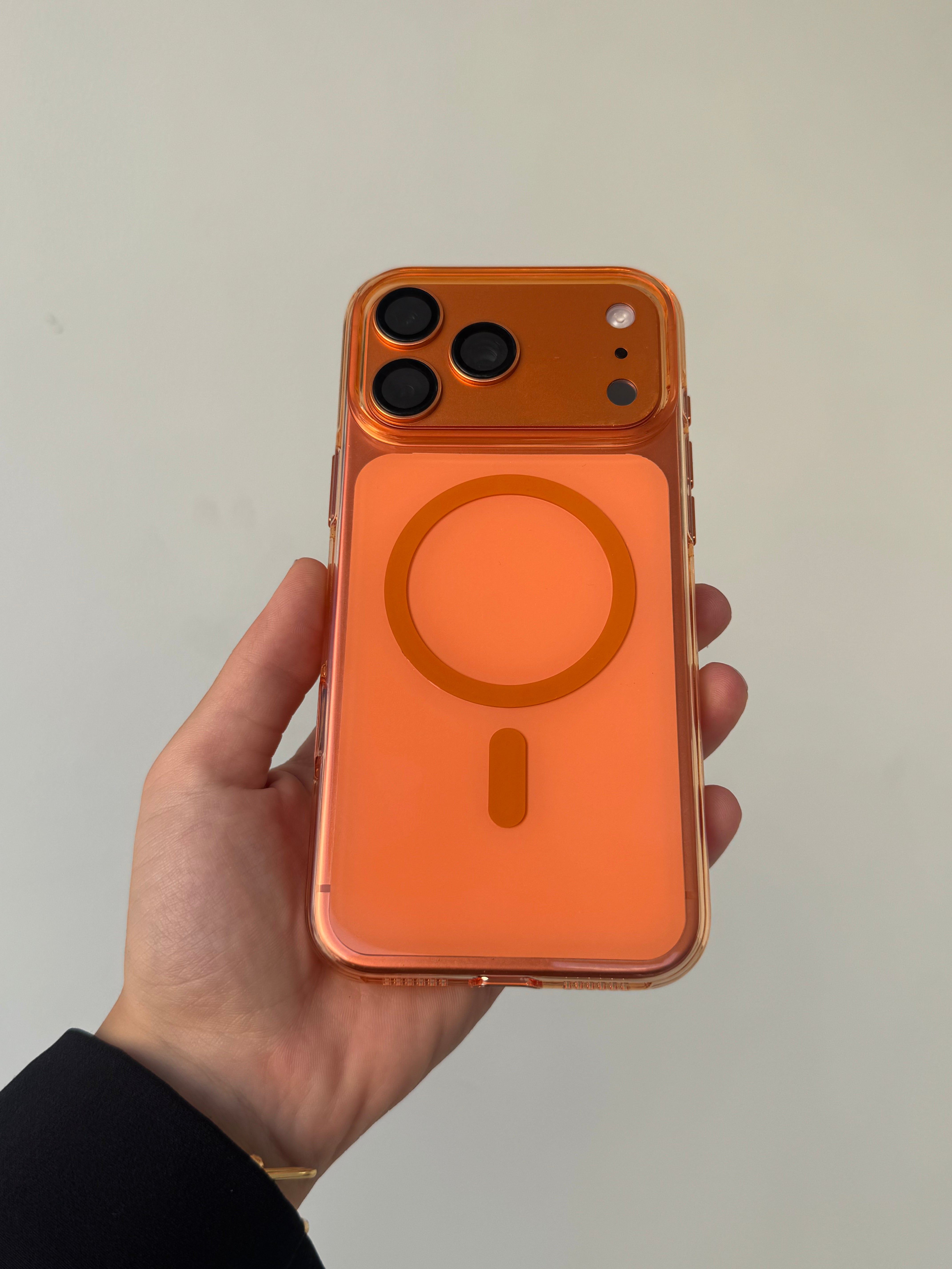 Orange Frosted MagSafe Case iPhone 17 Pro – Back with Magnet Ring