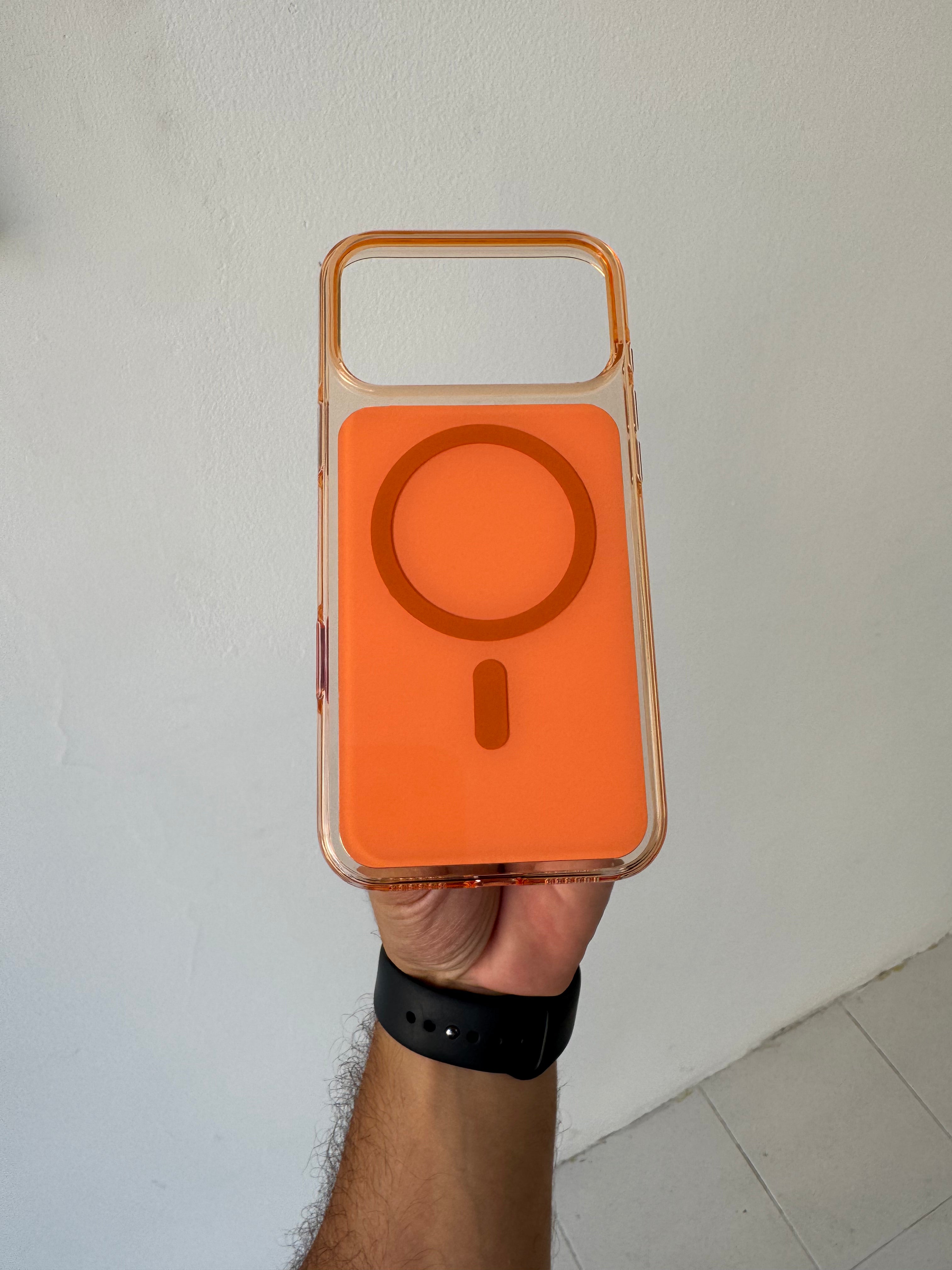 Orange Frosted MagSafe Case for iPhone 17 Pro – Empty Case Back