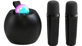Mini Karaoke Speaker with Dual Wireless Mics & LED Light Show – Portable Party Audio System