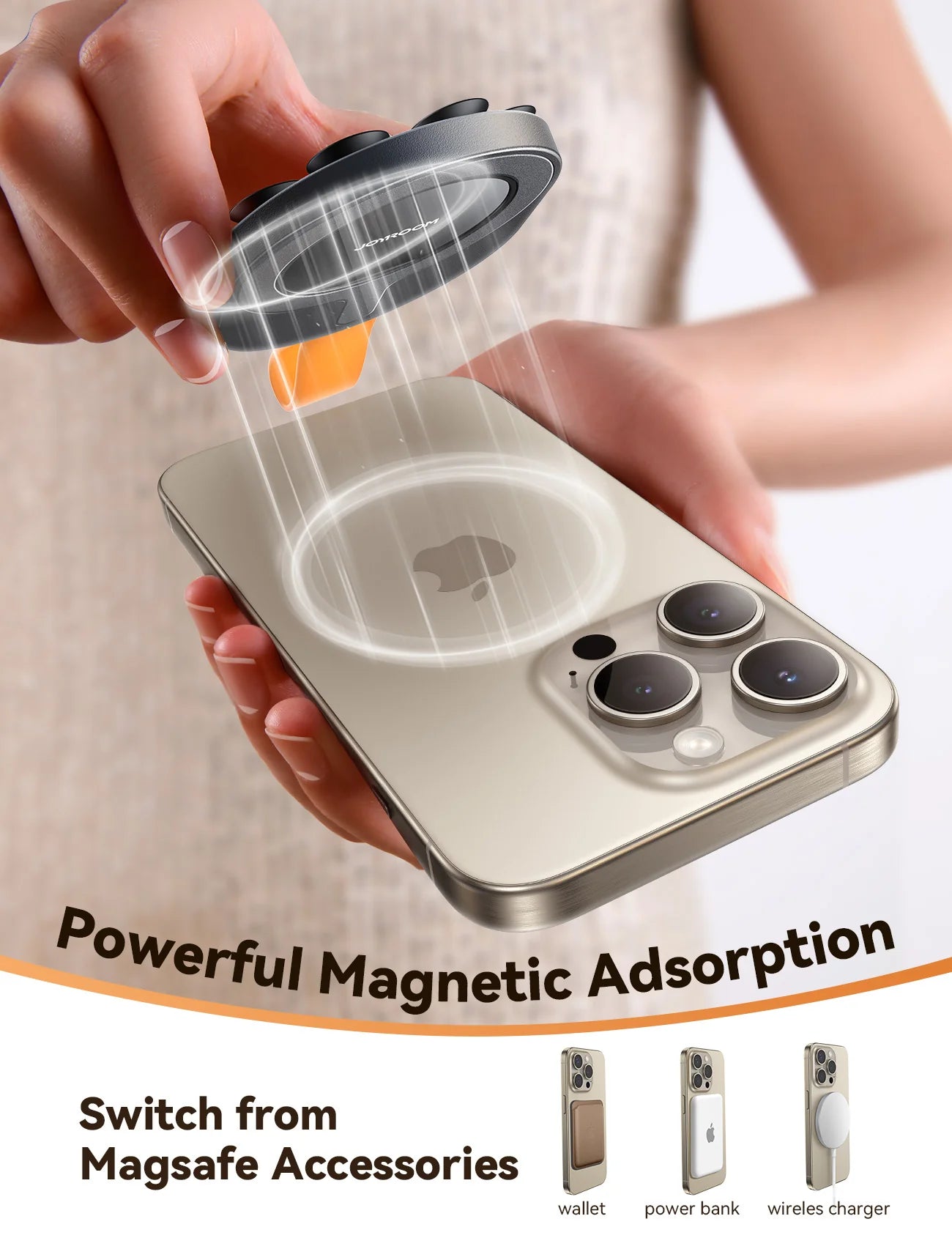 Joyroom magnetic suction one-hand operation detail
