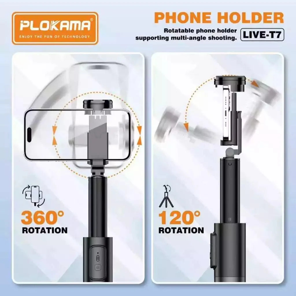 Plokama Live T7 selfie stick – detachable Bluetooth remote
