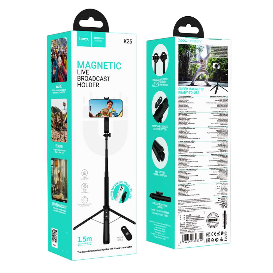 Hoco K25 Magnetic Tripod – Phone Stand & Selfie Tripod