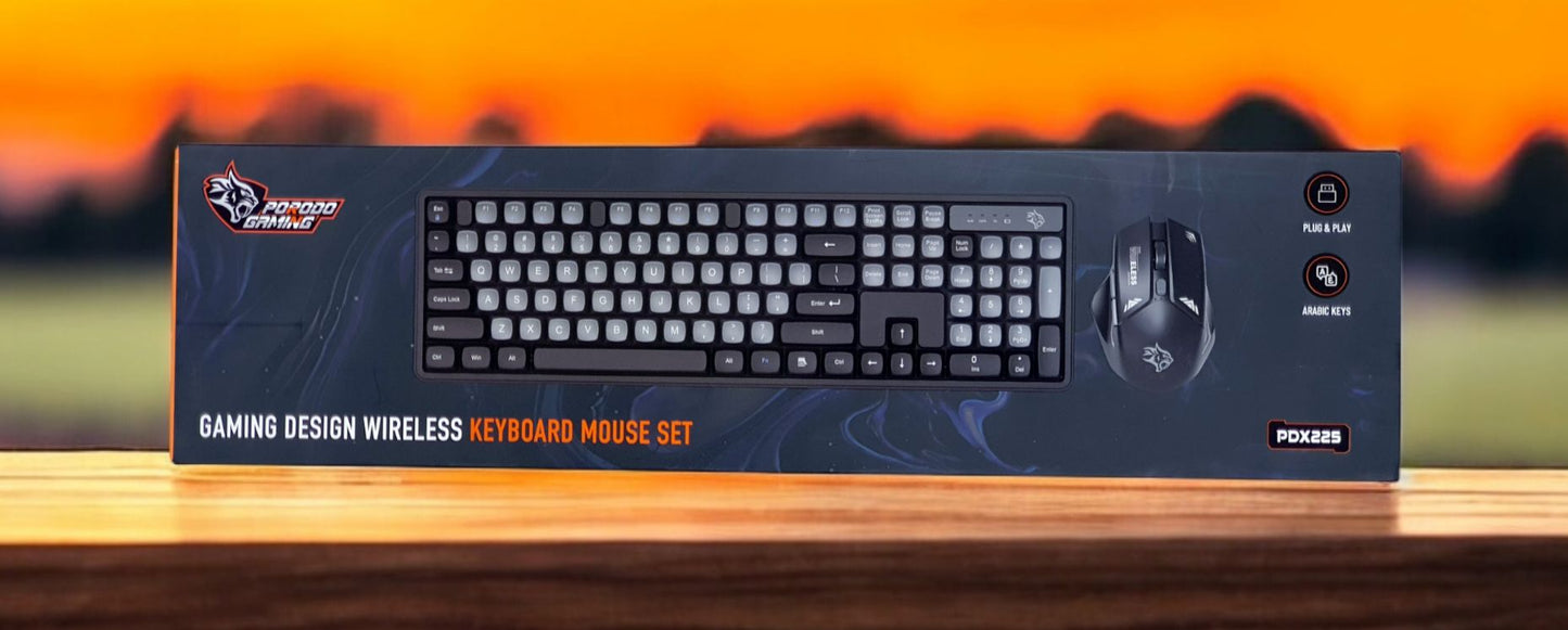 Porodo Gaming Wireless Keyboard Mouse Set 2.4GHz PDX225