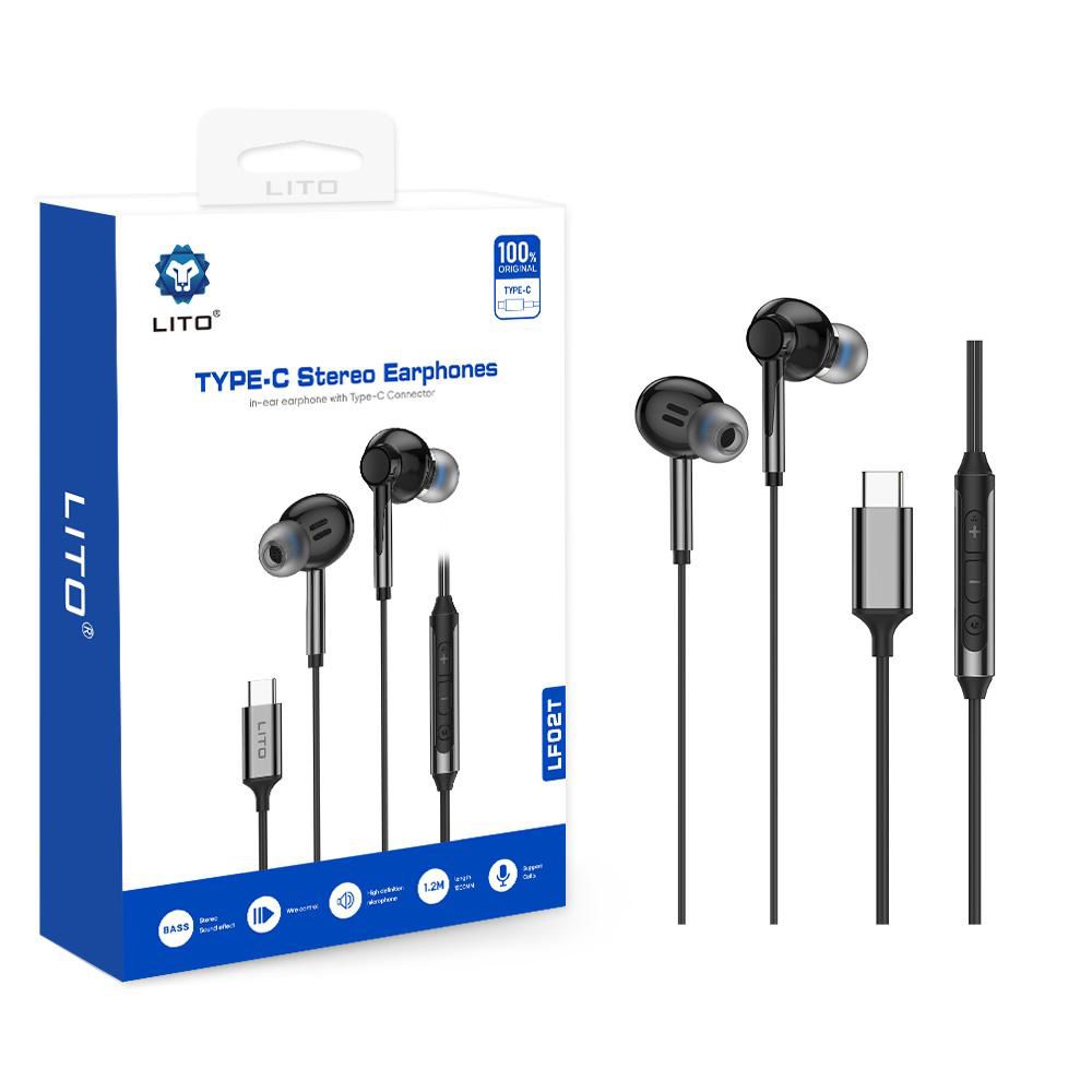 Lito LF02T Type-C Stereo Earphones – Clear Sound & Comfortable In-Ear Fit