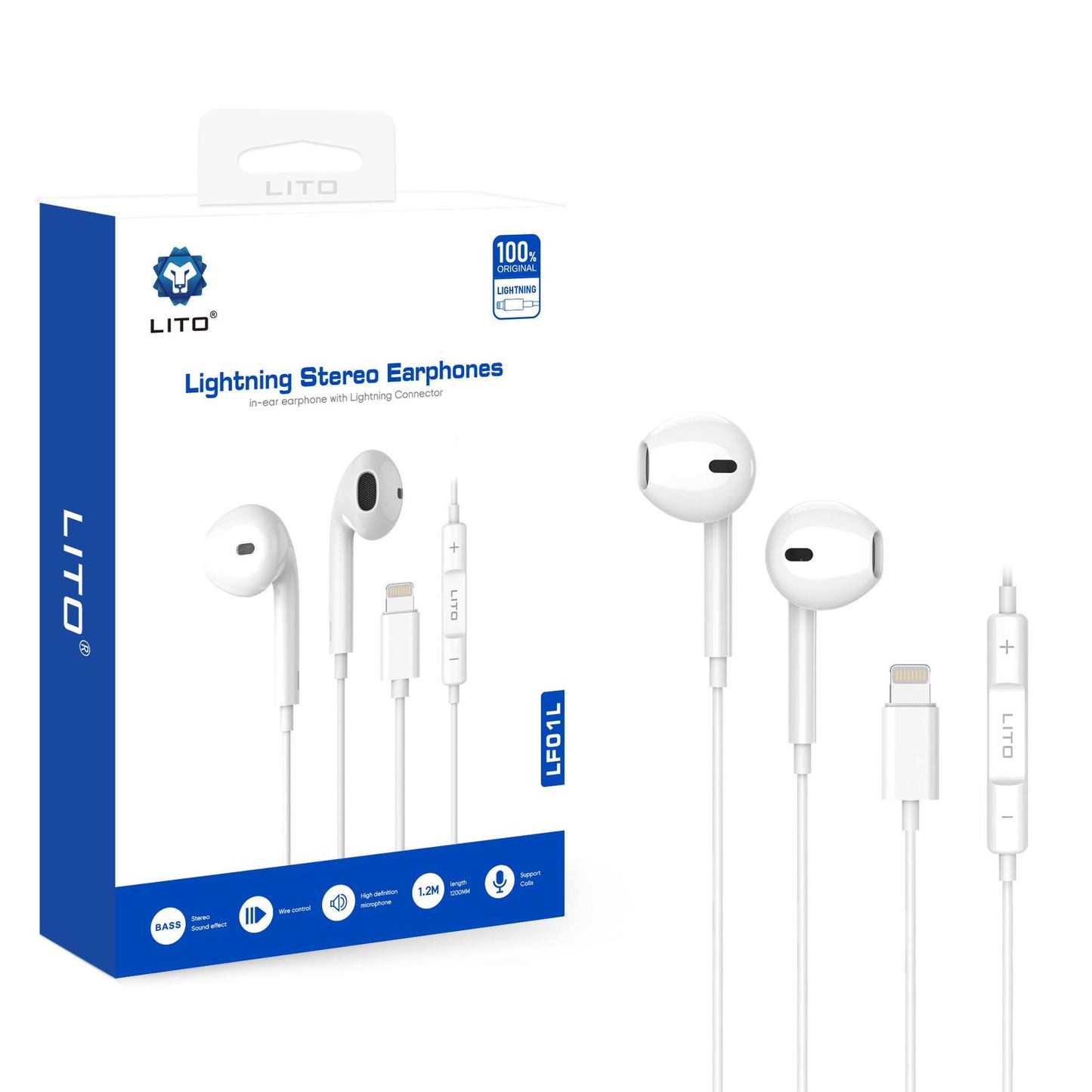 LITO LF01L Lightning AUX Earphones – High-Quality Wired Sound