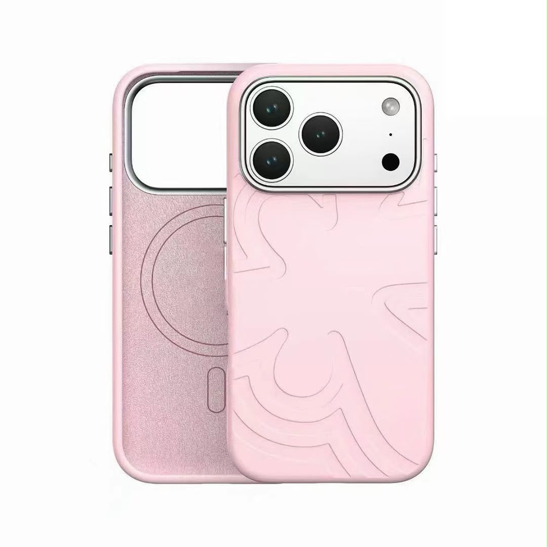 VAWI silicone MagSafe case cream - embossed swirl pattern and MagSafe ring