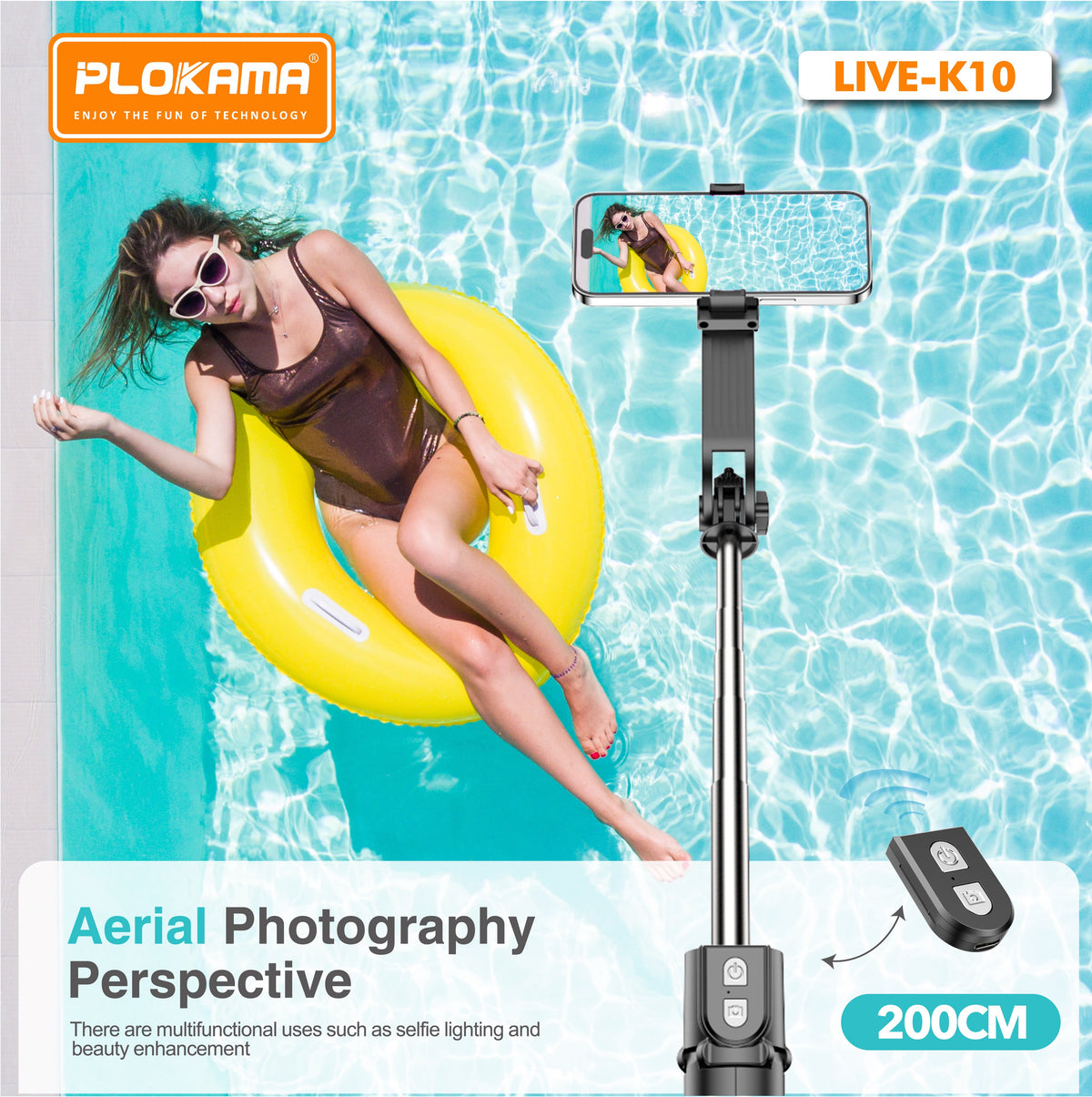 Plokama Live K10 2-in-1 Selfie Stick and Tripod – Tripod Legs Open