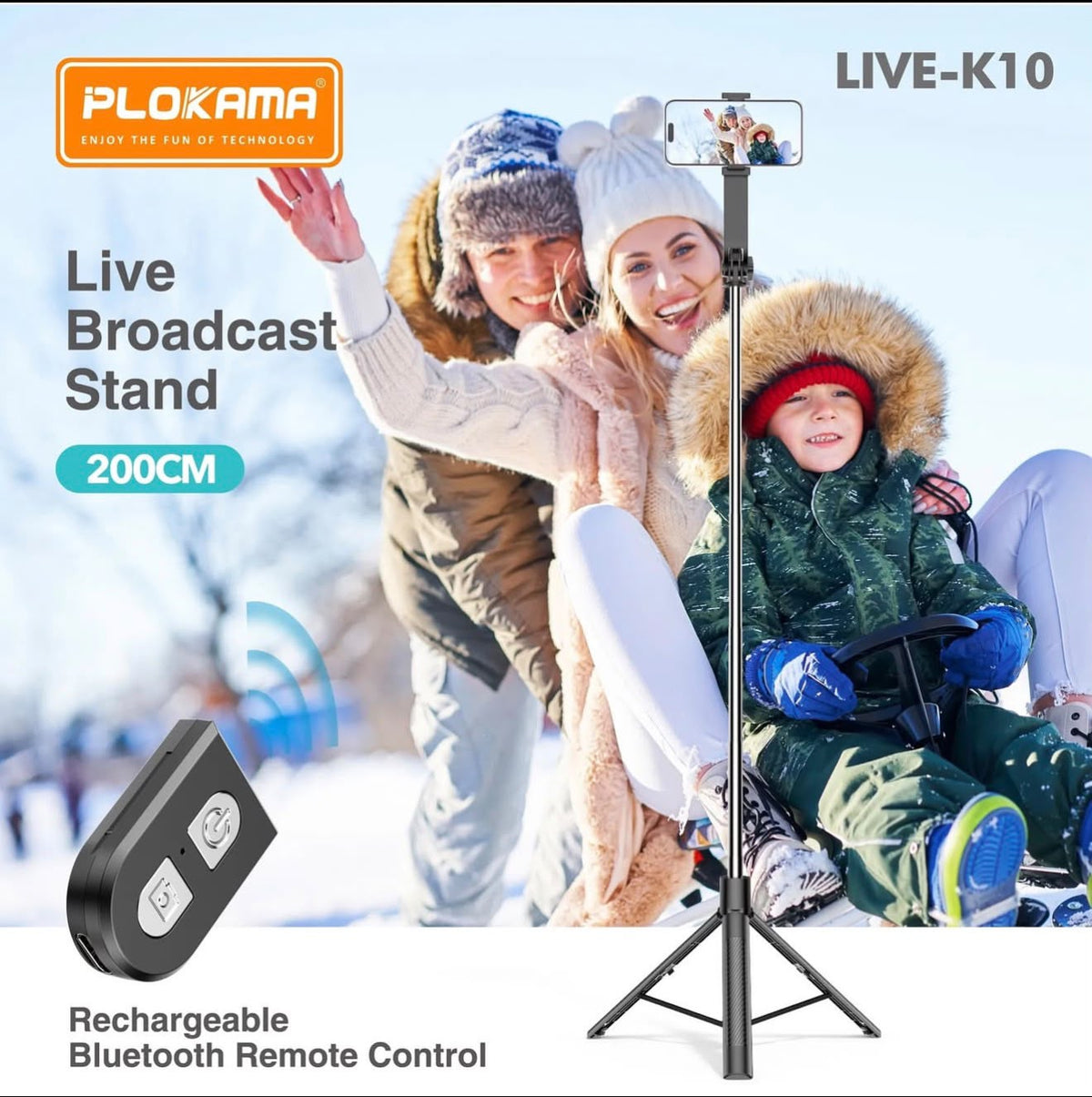 Plokama Live K10 Selfie Stick Tripod – Folded Compact Size