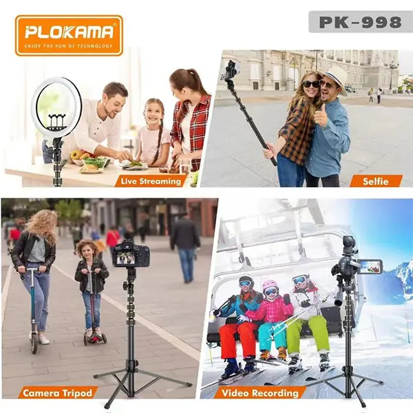 Plokama PK-998 phone and camera tripod with Bluetooth remote
